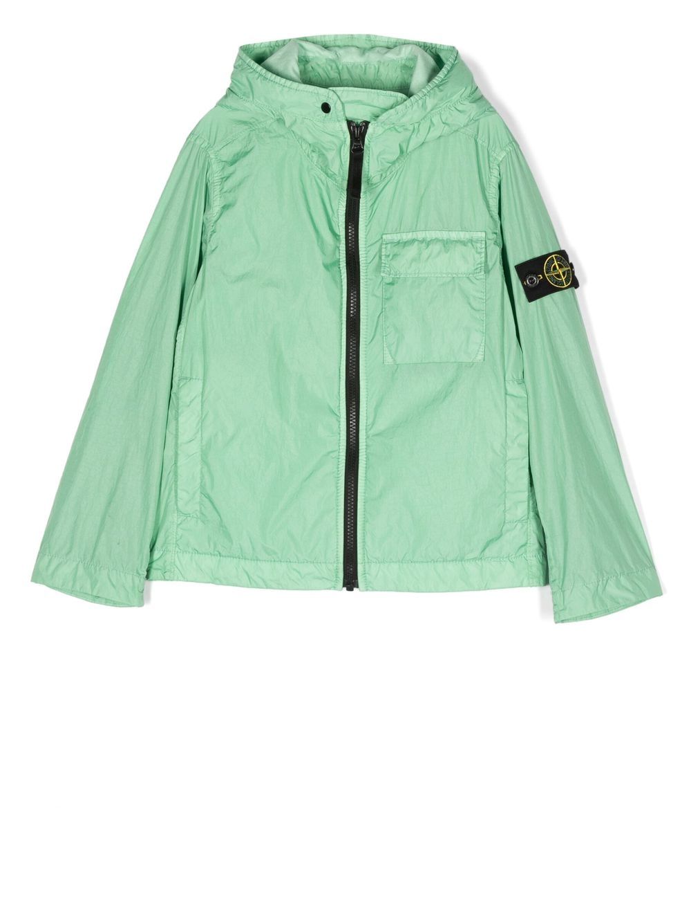 Stone Island Junior 标贴连帽夹克 - 绿色