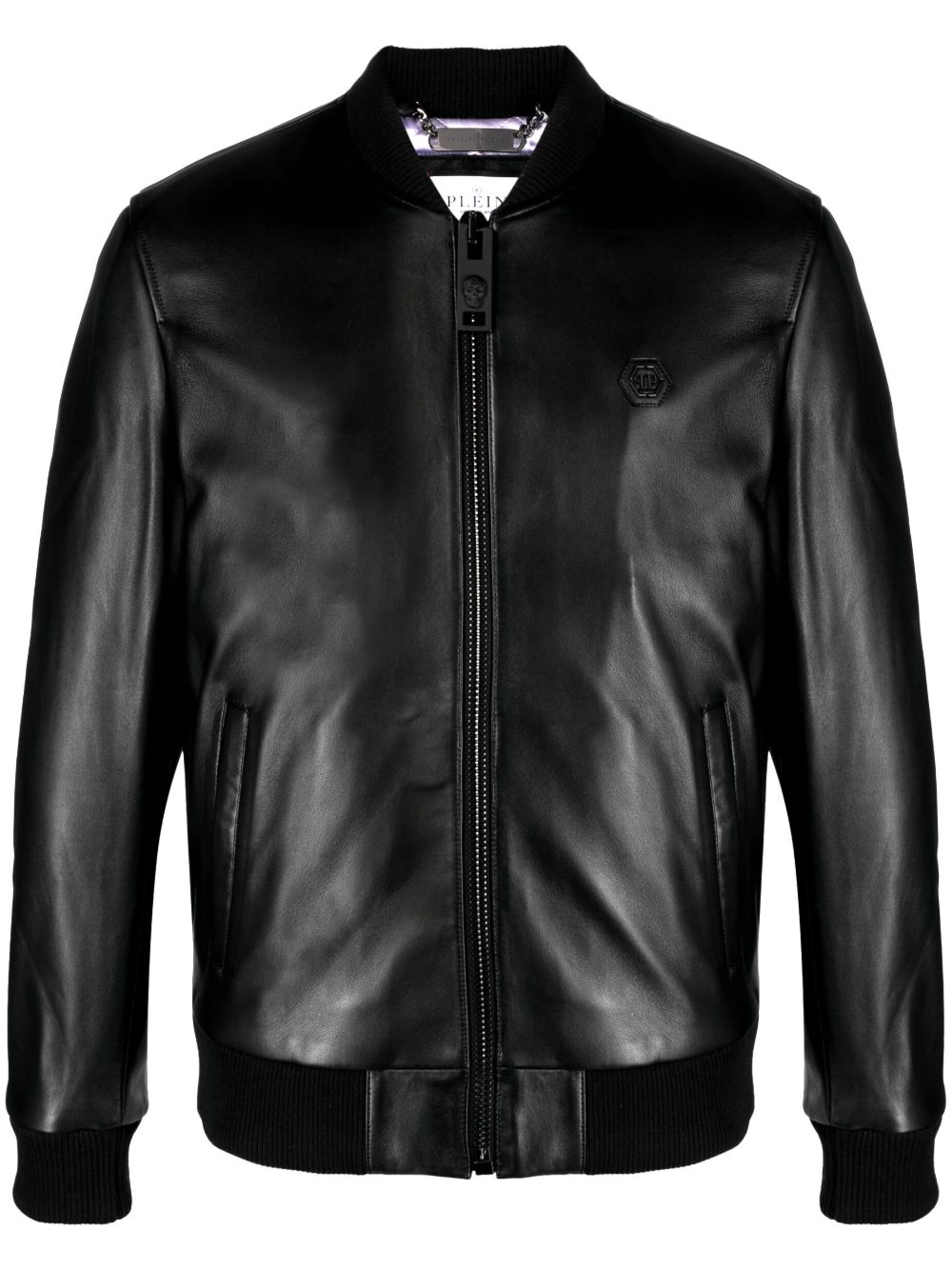 Philipp Plein Skull & Bones 皮质夹克 - 黑色