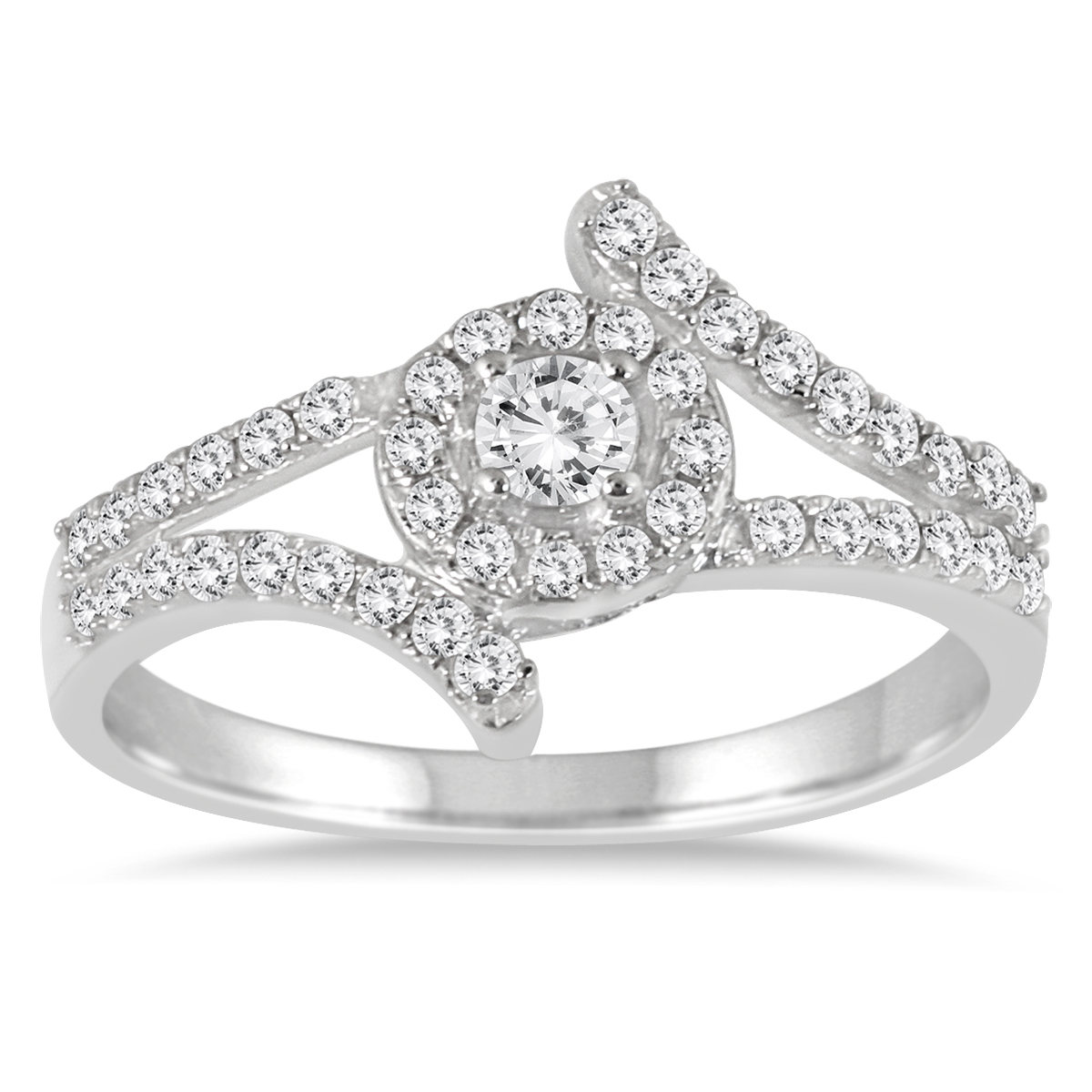 1/2 Carat TW Split Shank Halo Ring in 10K White Gold