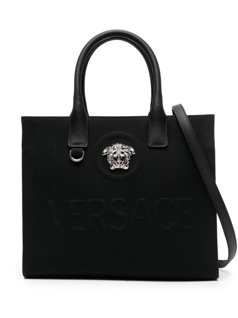 Versace La Medusa 小号帆布手提包 - 黑色