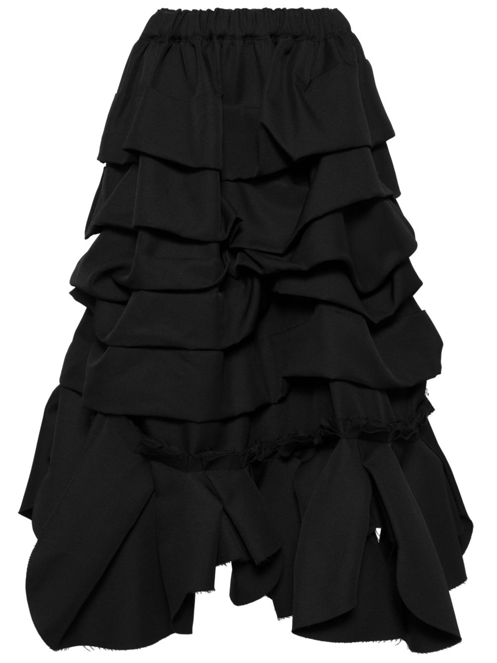 Comme Des Garçons 荷叶边分层式中长半身裙 - 黑色