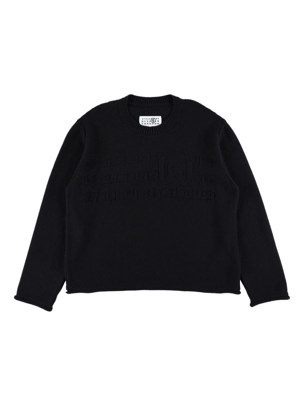 MM6 Maison Margiela Kids logo嵌花圆领毛衣 - 黑色