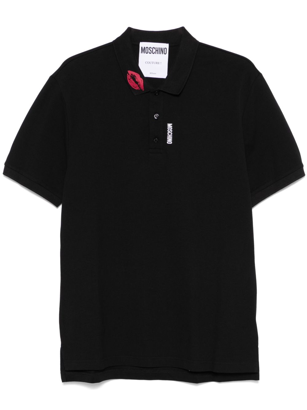 Moschino 唇印印花polo衫 - 黑色