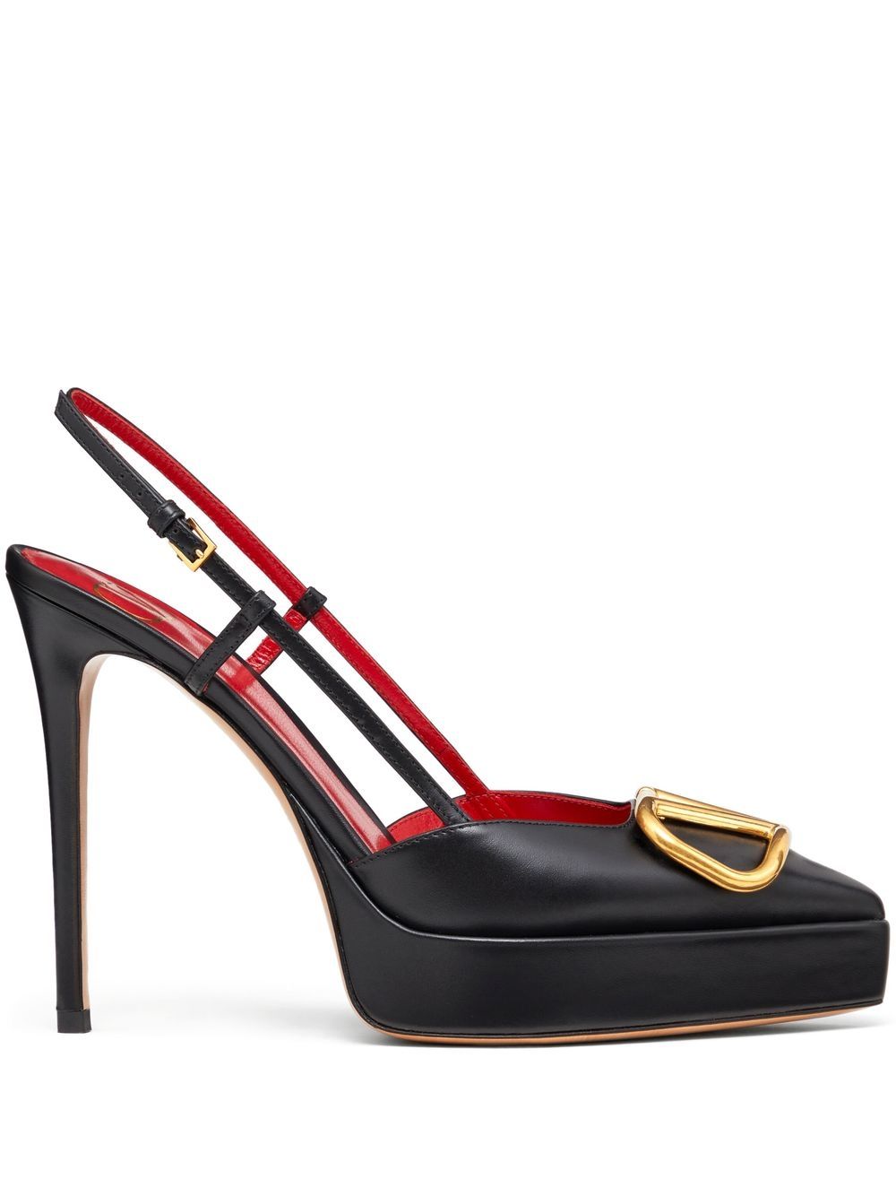 Valentino Garavani VLogo Signature 裹踝皮质高跟鞋 - 黑色