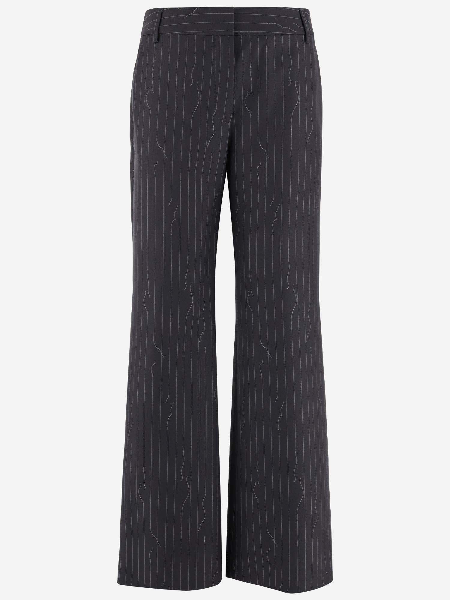 Off-White Wool Blend Pinstripe Pants