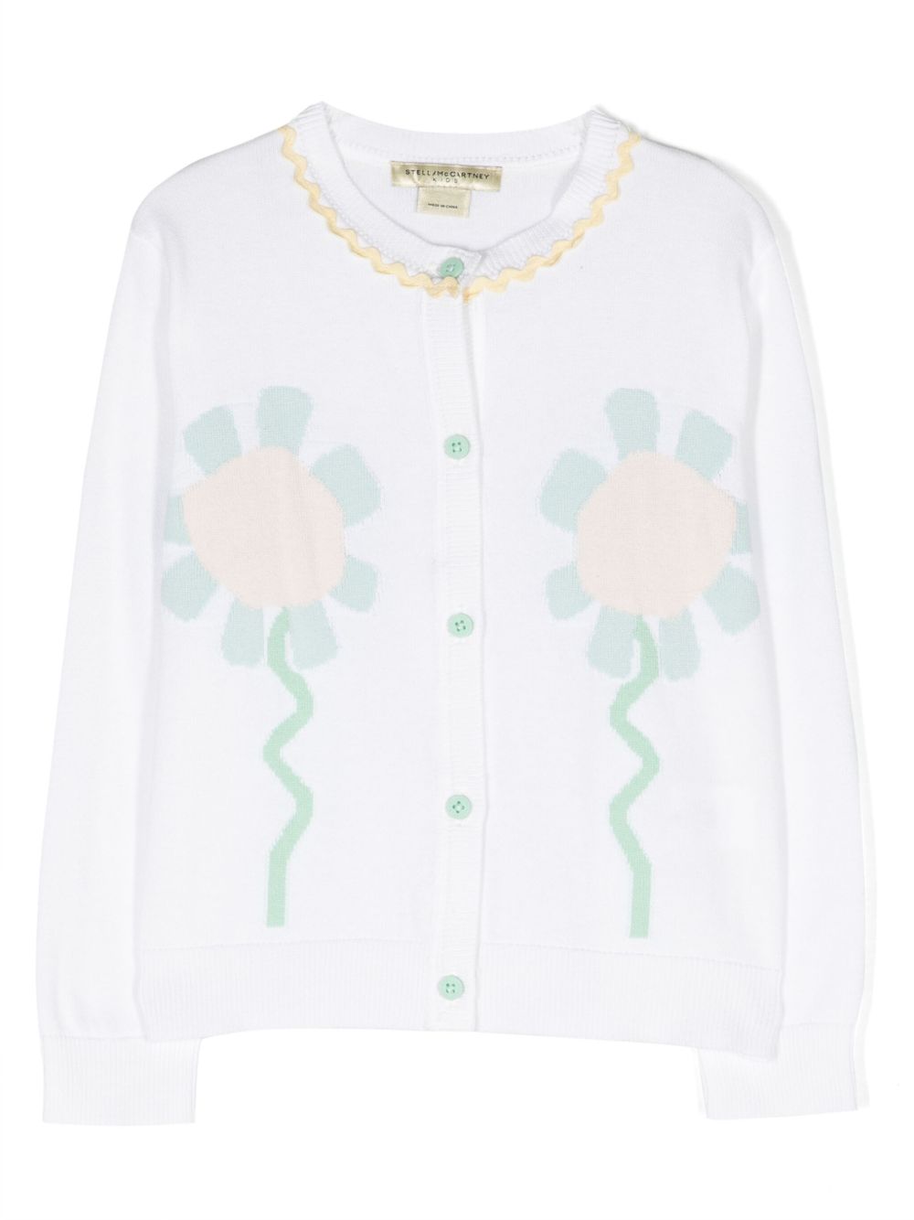 Stella McCartney Kids 向日葵印花棉开衫 - 白色