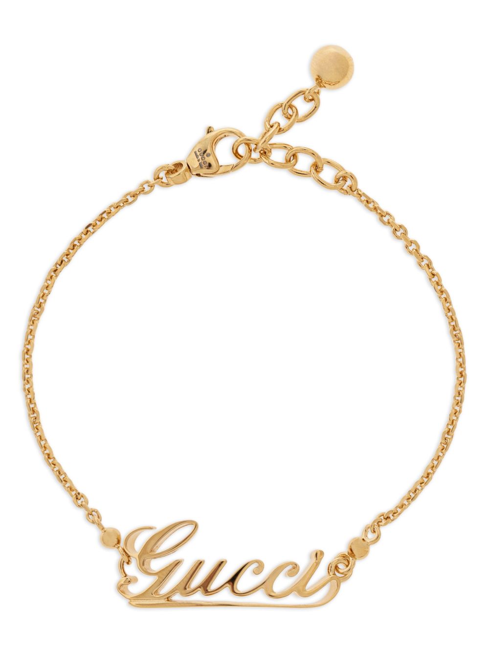 Gucci 手写体logo手链 - 金色
