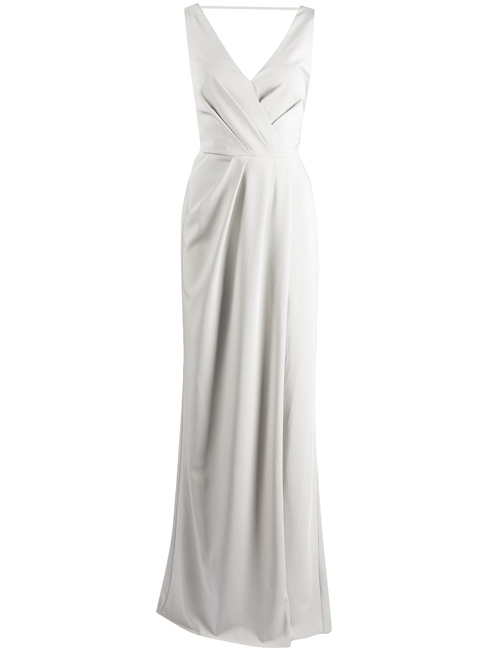 Marchesa Notte Bridesmaids 垂坠细节超长礼服 - 灰色