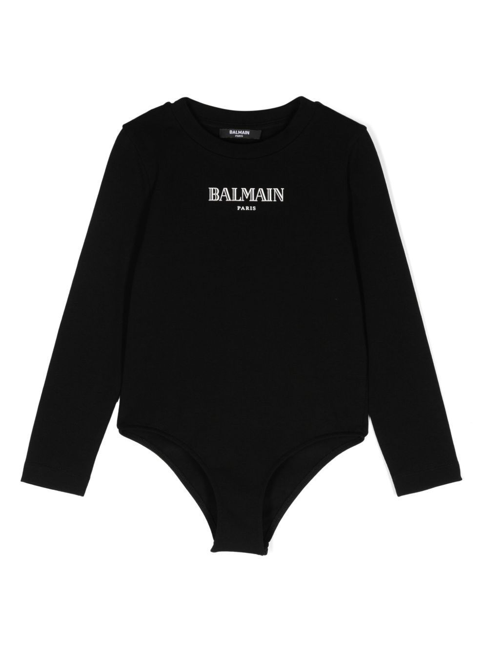Balmain Kids logo贴花长袖连体紧身衣 - 黑色