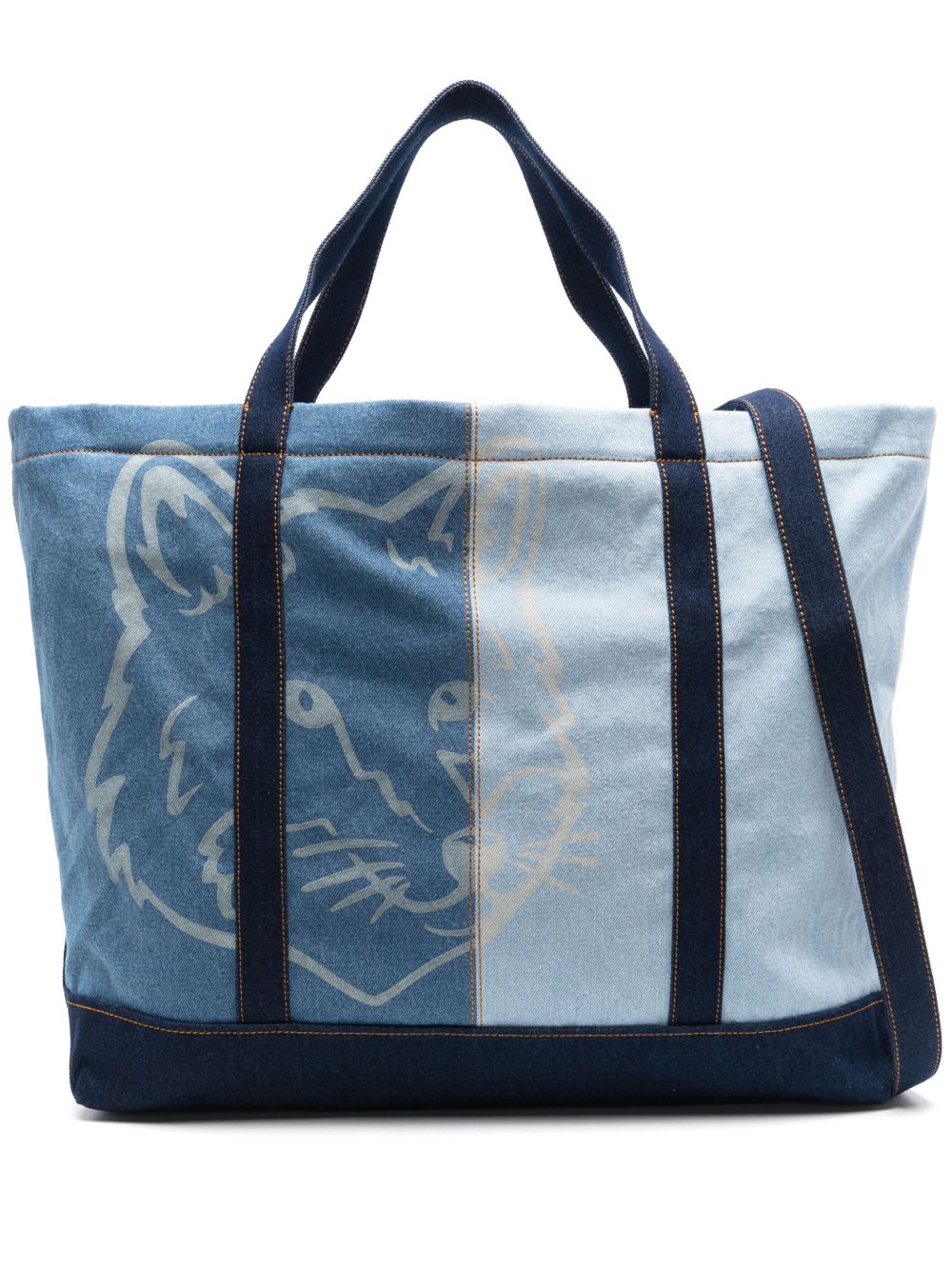 Maison Kitsuné Fox Head 印花托特包 - 蓝色
