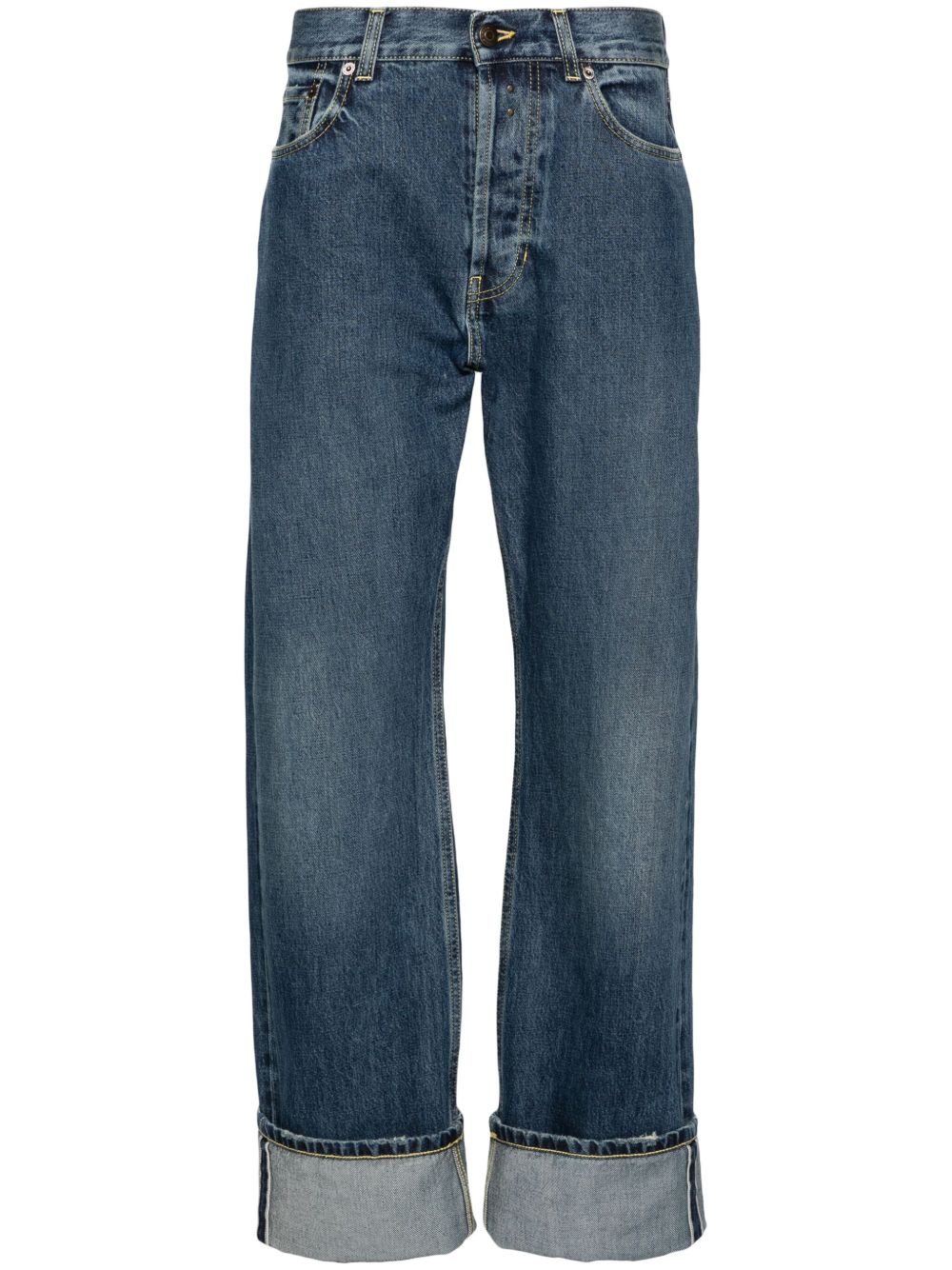 Alexander McQueen Turn-Up 直筒牛仔裤 - 蓝色