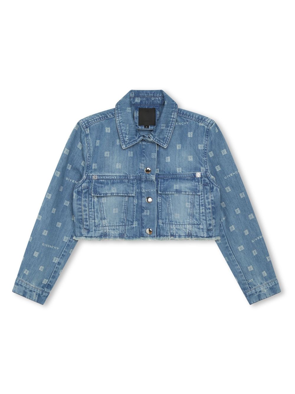 Givenchy Kids 4G 短款牛仔夹克 - 蓝色