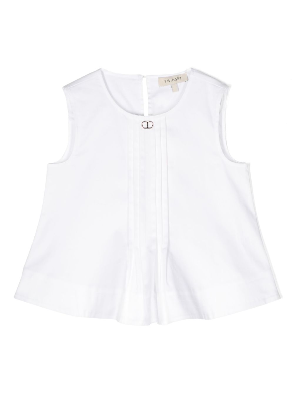 TWINSET Kids logo标牌车缝褶上衣 - 白色