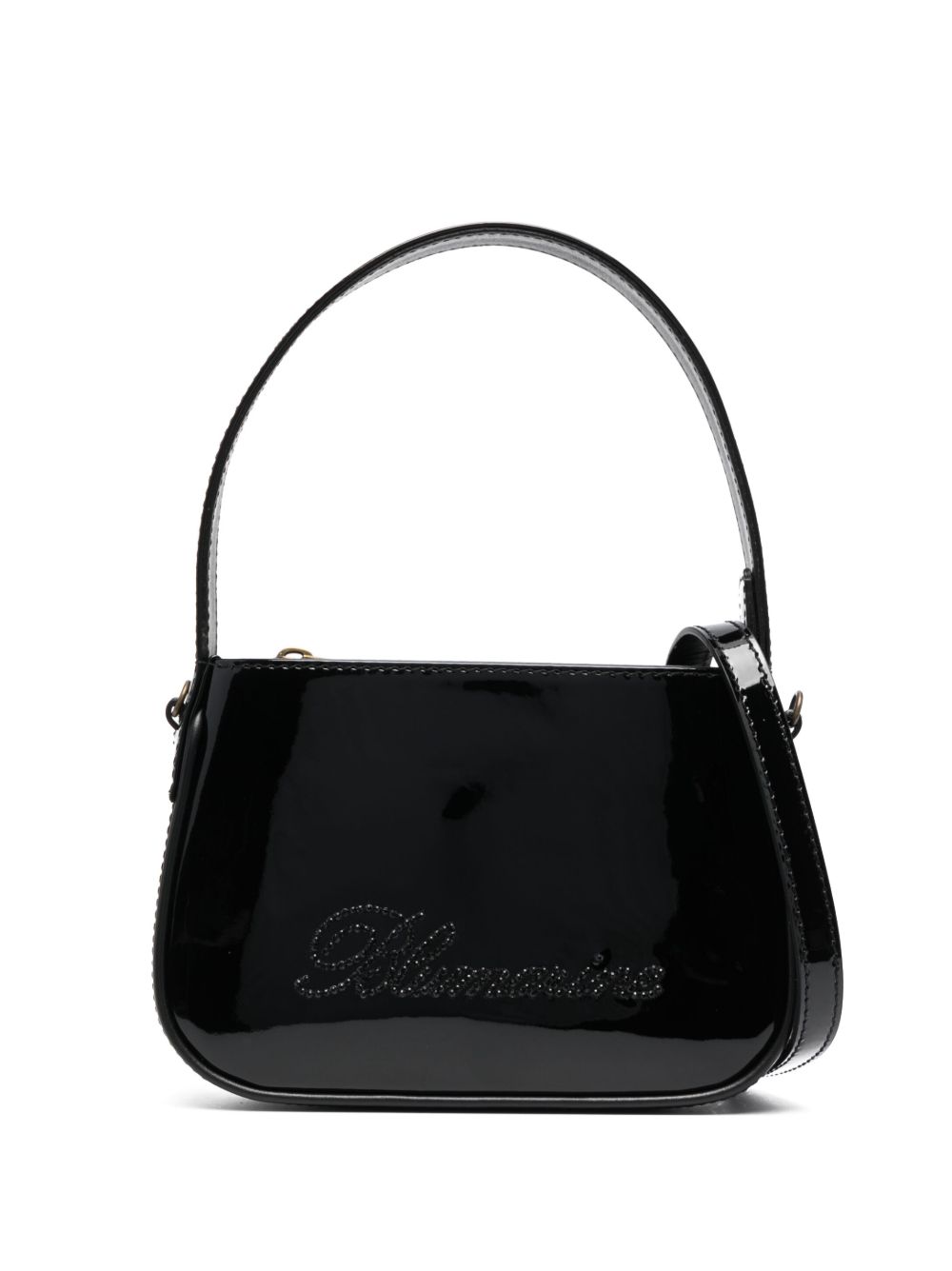 Blumarine logo细节皮质迷你包 - 黑色