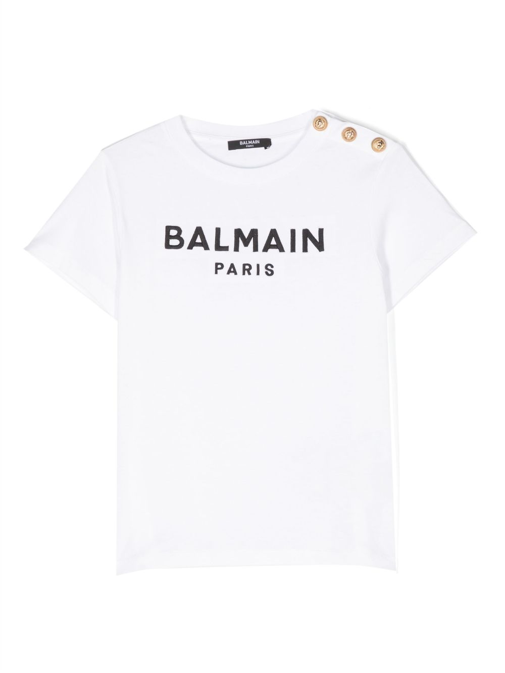Balmain Kids logo刺绣T恤 - 白色