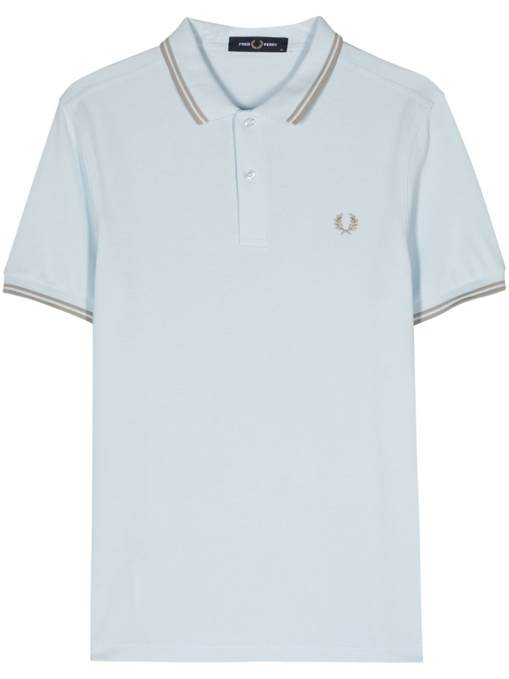 Fred Perry logo刺绣棉polo衫 - 蓝色