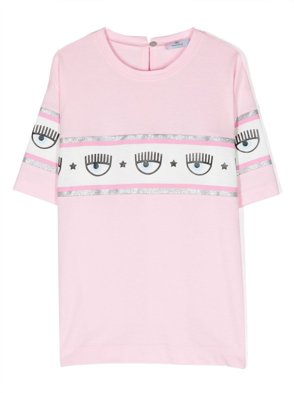 Chiara Ferragni Kids Eyelike logo织带T恤 - 粉色