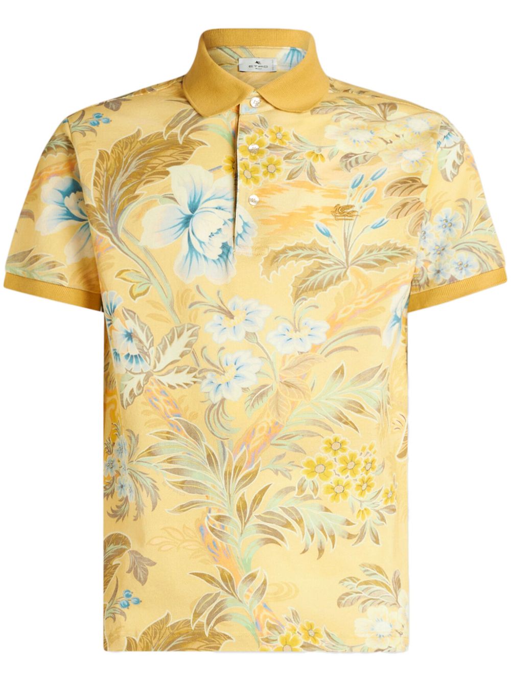 ETRO 花卉印花棉polo衫 - 黄色