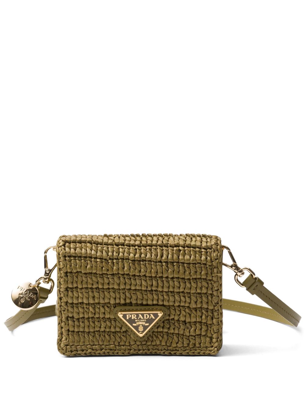 Prada 三角形珐琅logo钩编针织钱包 - 绿色