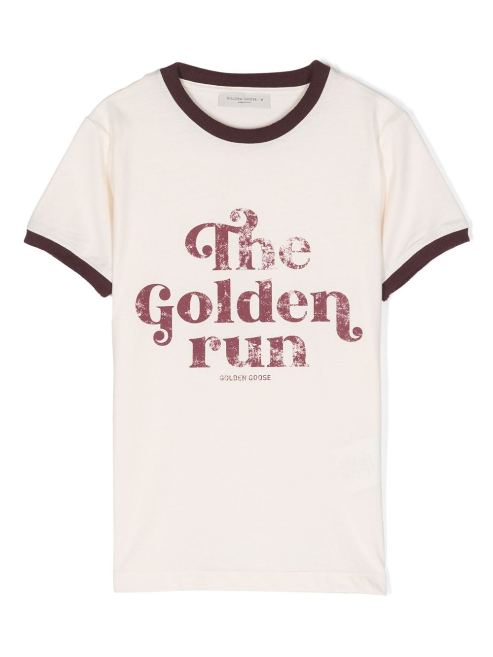 Golden Goose Kids 对比边饰标语印花棉T恤 - 中性色
