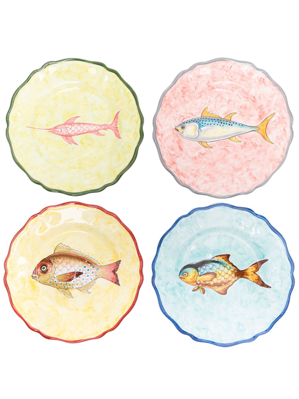 Les-Ottomans Fish Collection 晚餐盘（四件装） - 绿色