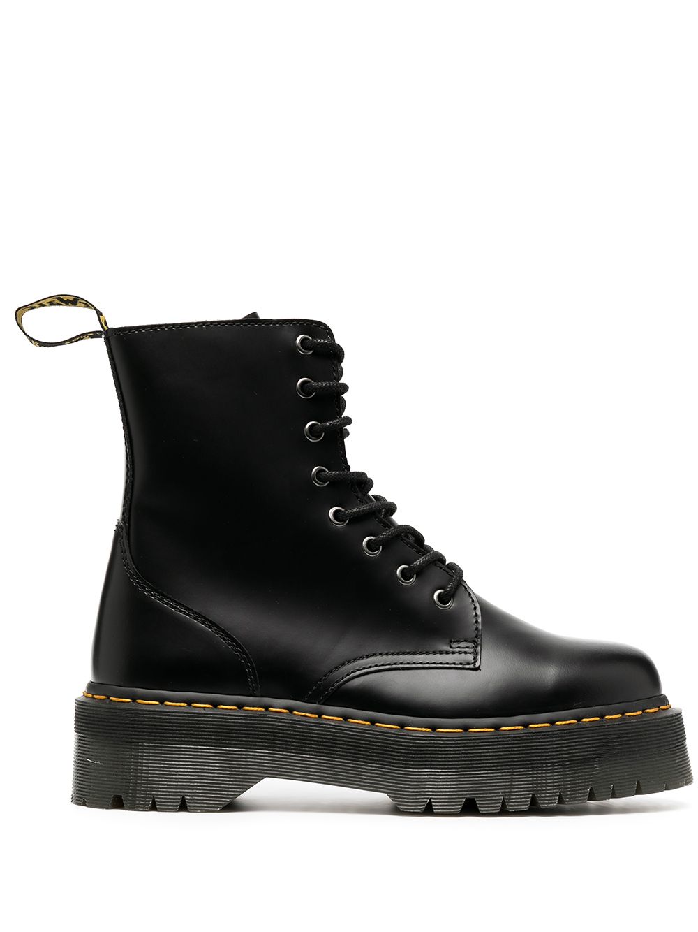 Dr. Martens 厚底绑带皮质短靴 - 黑色