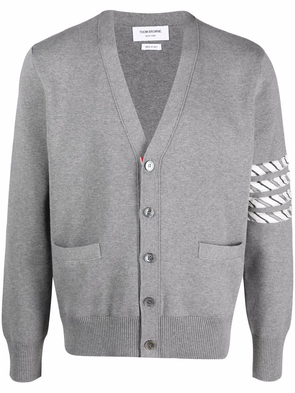 Thom Browne 4-Bar 条纹开衫 - 灰色