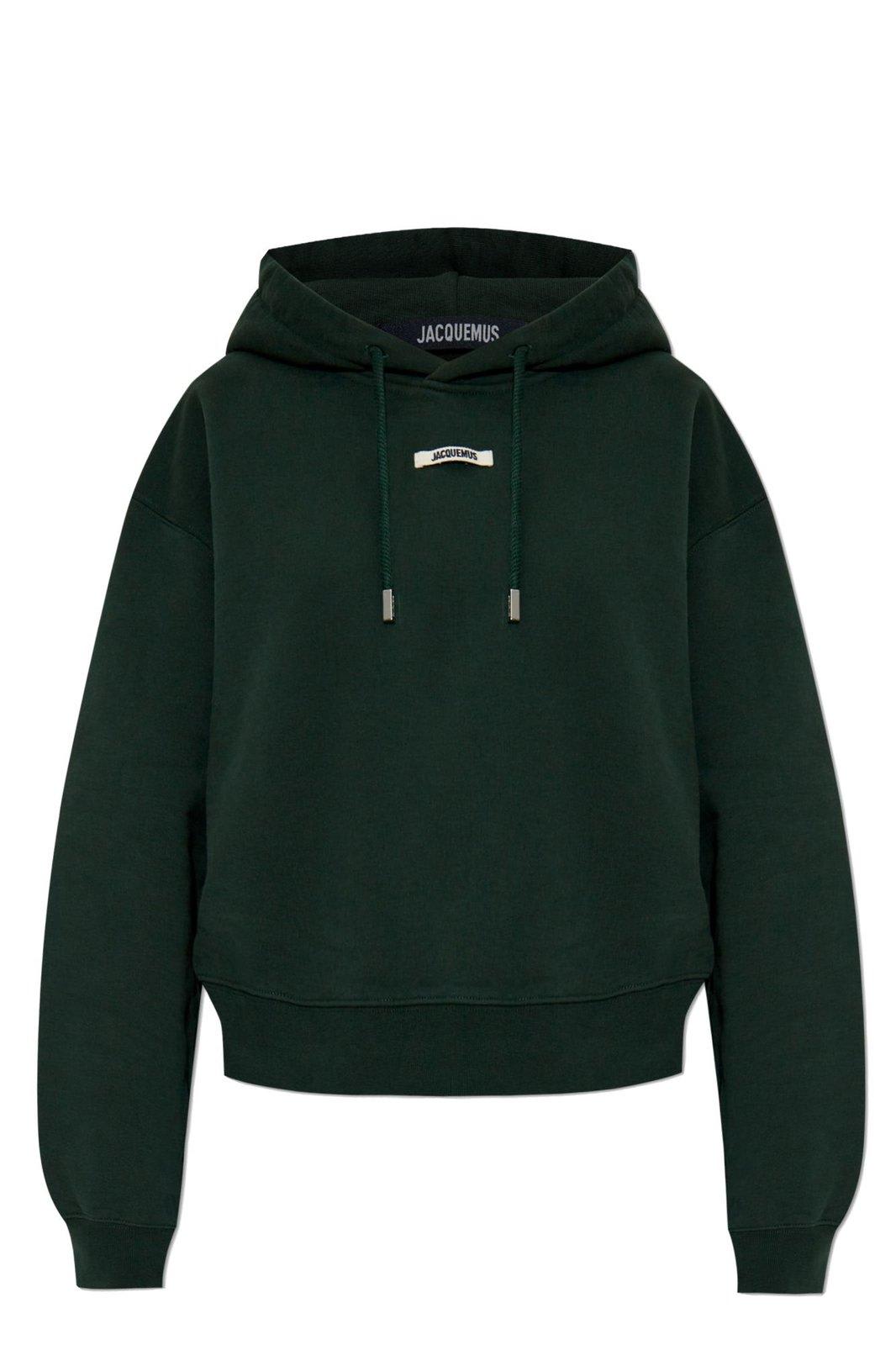 Jacquemus le Hoodie Gros Grain Green Hoodie With Logo Patch On The Front In Cotton Woman
