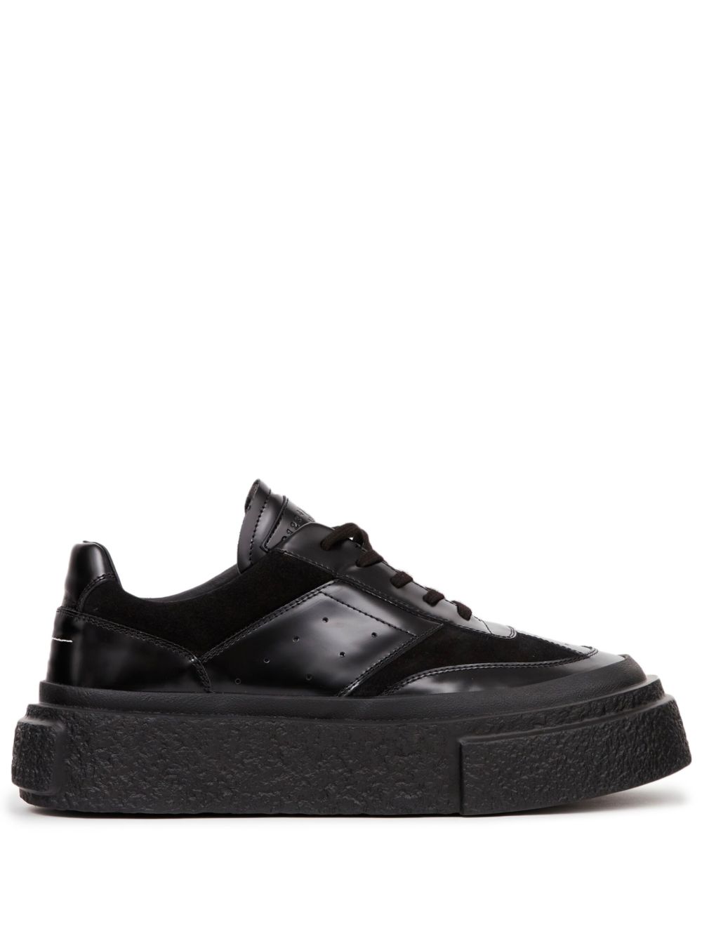MM6 Maison Margiela 拼接漆皮板鞋 - 黑色