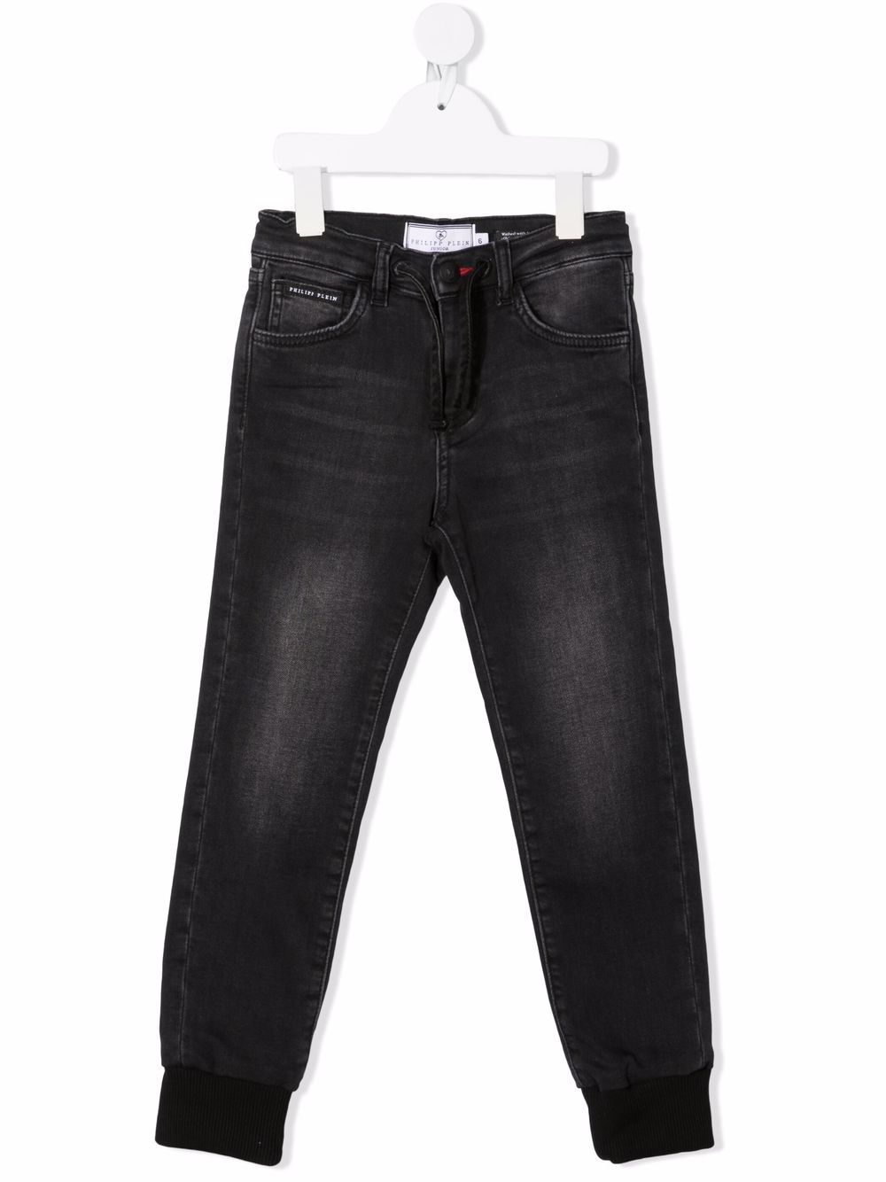 Philipp Plein Junior Iconic Plein 中腰直筒牛仔裤 - 灰色