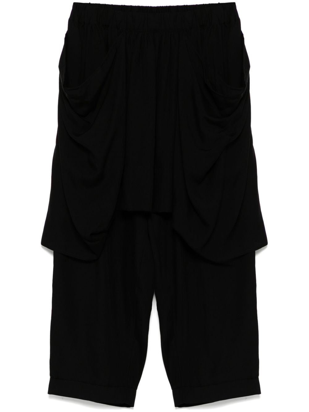 Yohji Yamamoto 分层式锥形裤 - 黑色