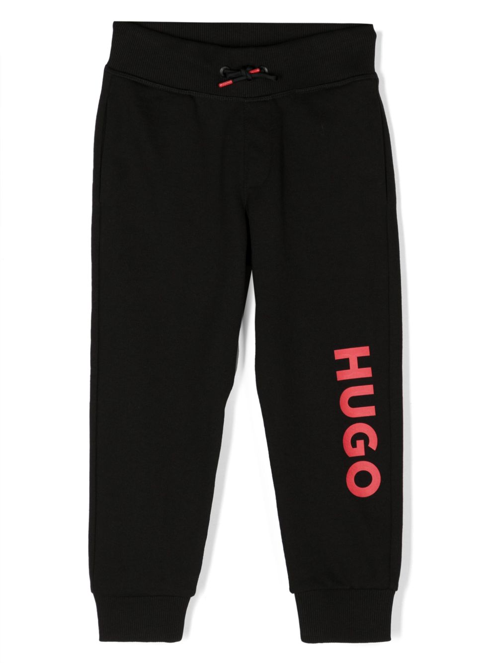 HUGO KIDS logo印花抽绳运动裤 - 黑色