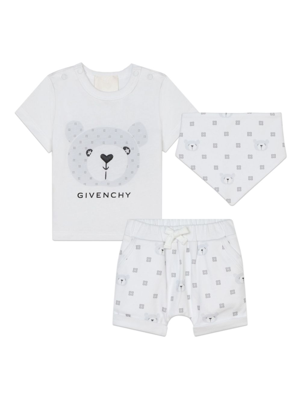 Givenchy Kids 4G 棉短裤套装（三件装） - 白色