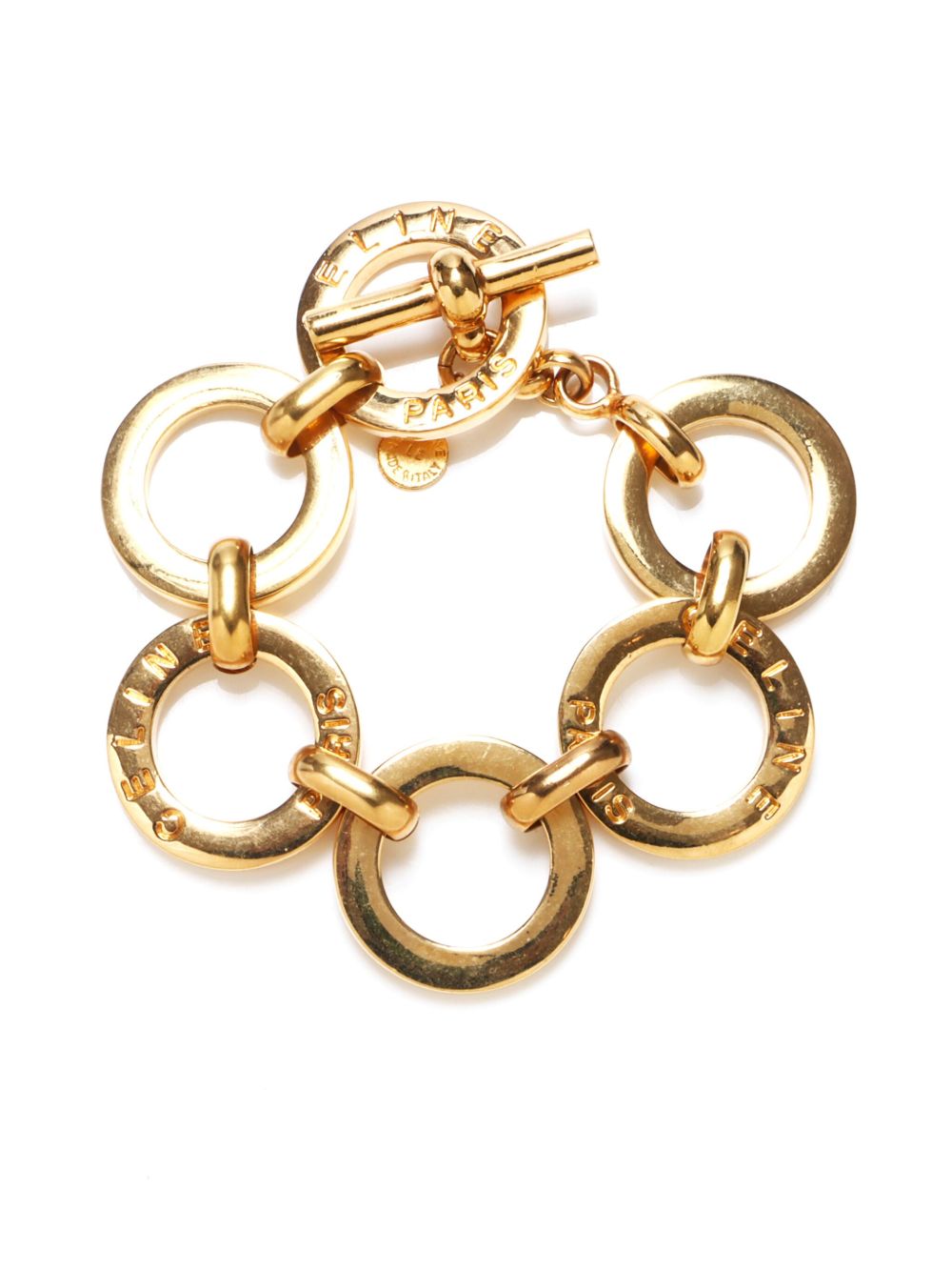 Céline Pre-Owned logo雕刻手链（1990年代典藏款） - 金色