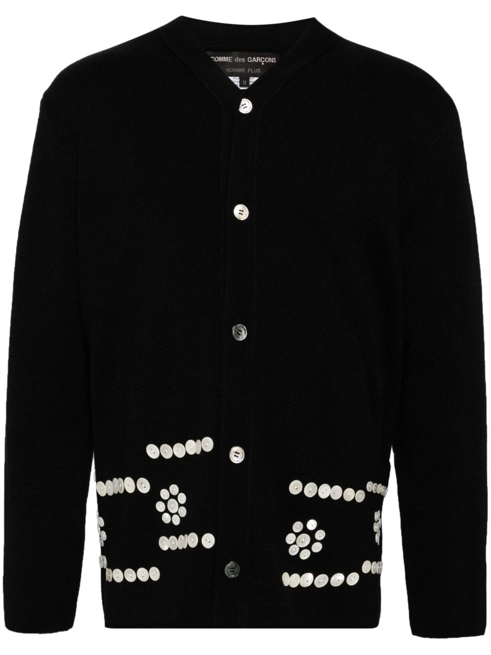 Comme des Garçons Homme Plus V领排扣开衫 - 黑色