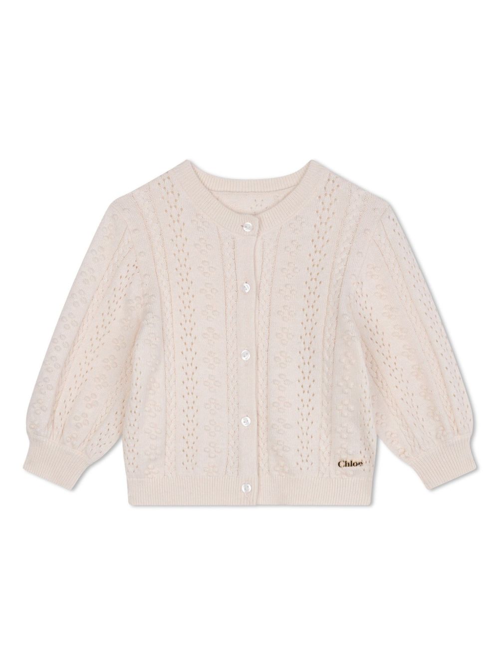 Chloé Kids 长袖针织开衫 - 粉色