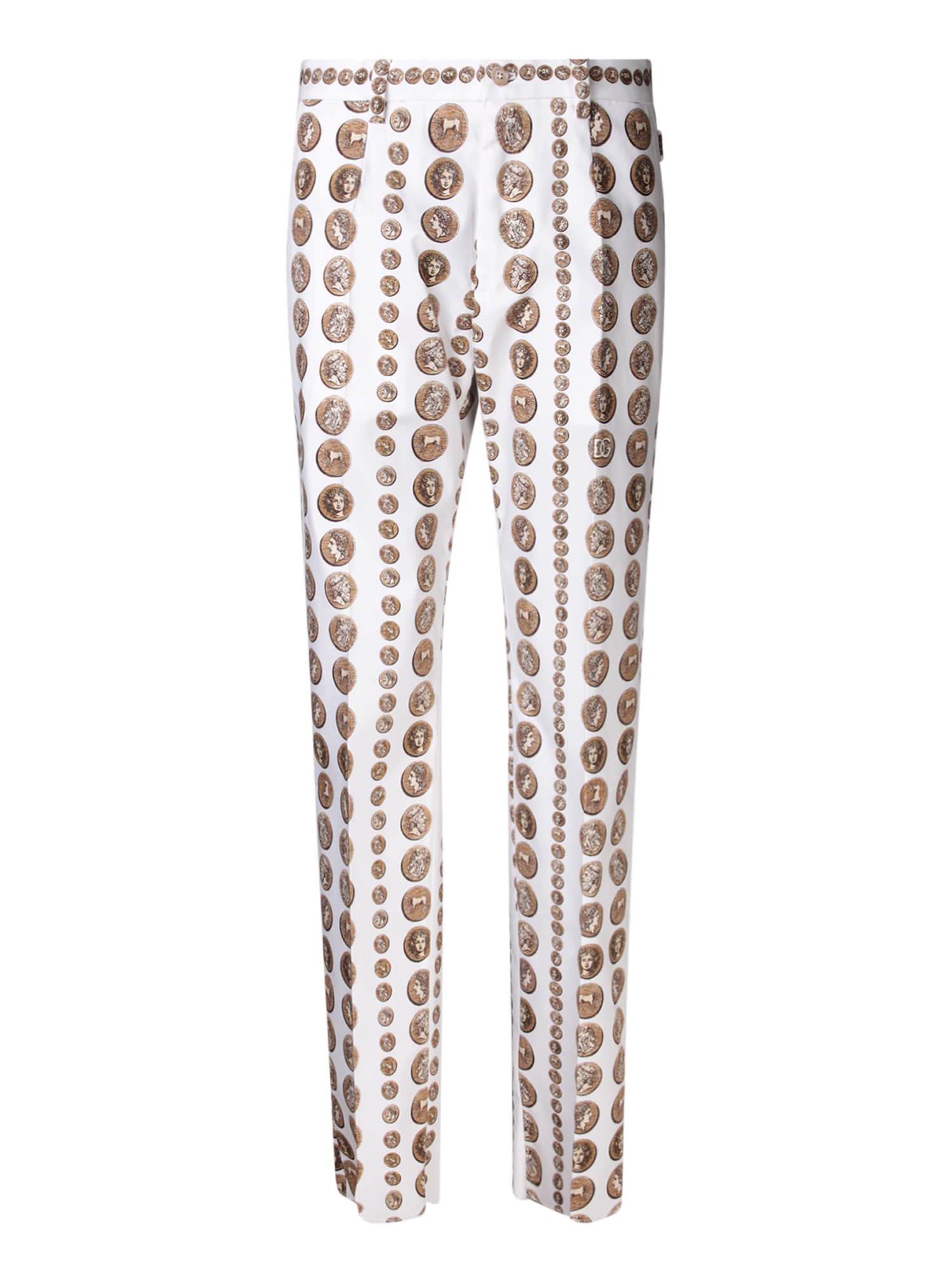 Dolce & Gabbana Coins Print Stretch Drill Trousers