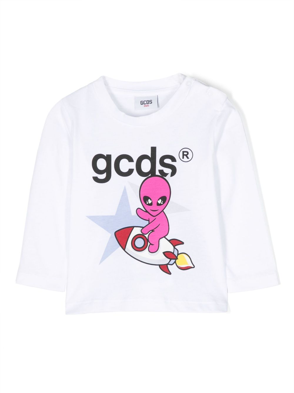 Gcds Kids 图案印花长袖T恤 - 白色