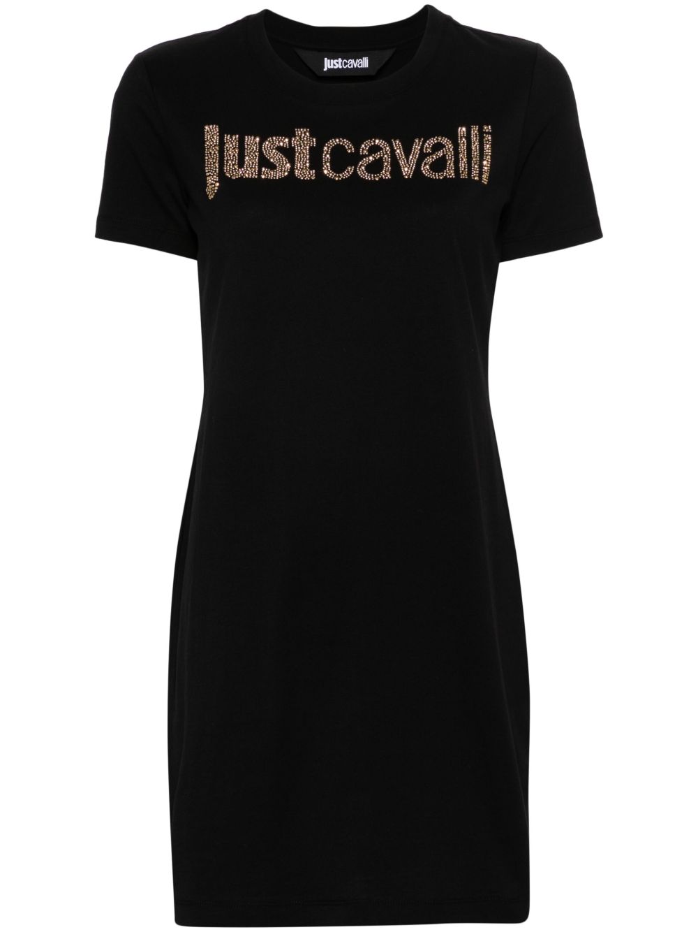 Just Cavalli logo缀饰棉衬衫裙 - 黑色
