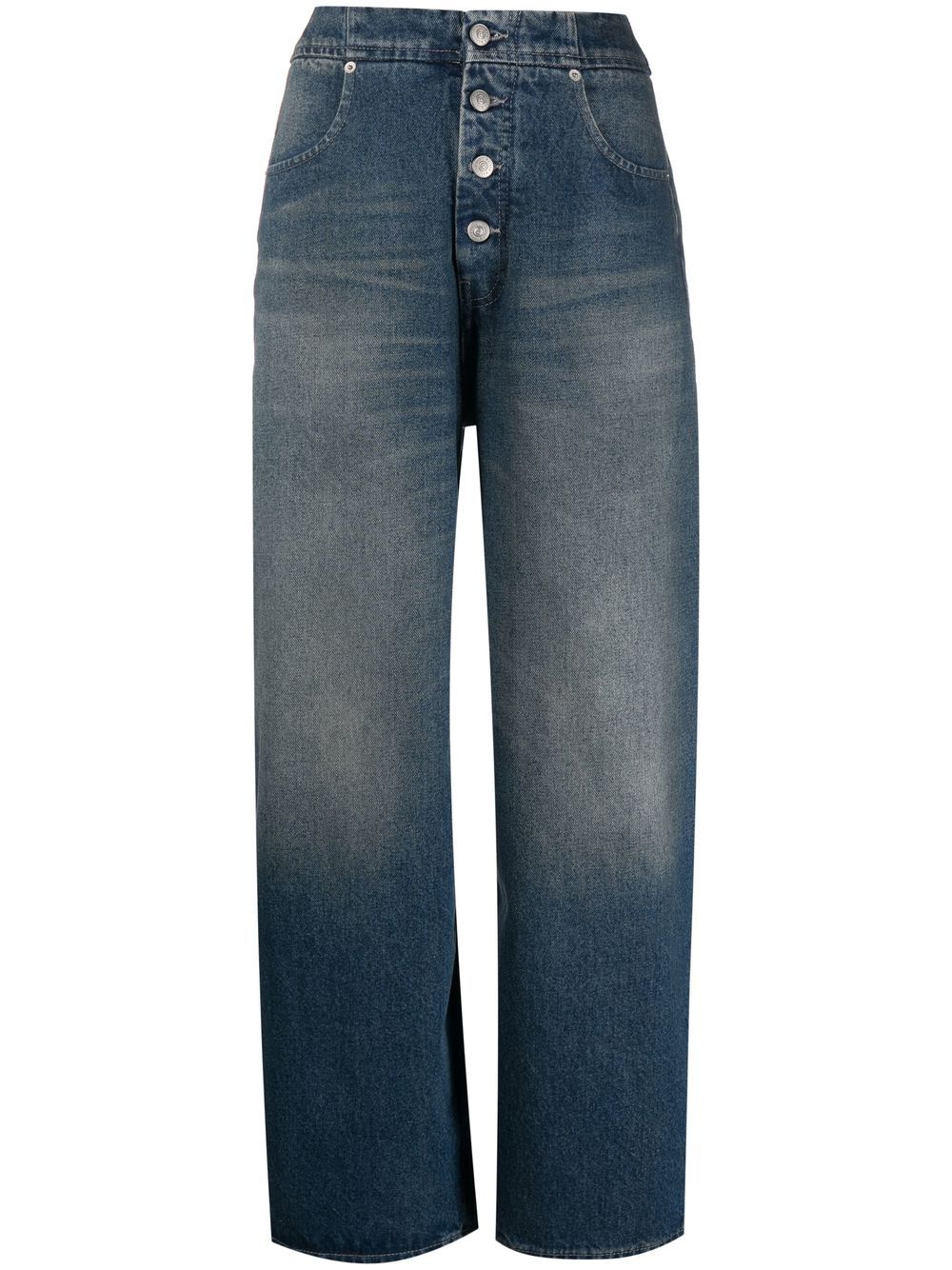MM6 Maison Margiela 马丁·马吉拉时装屋 石洗效果直筒牛仔裤 - 蓝色