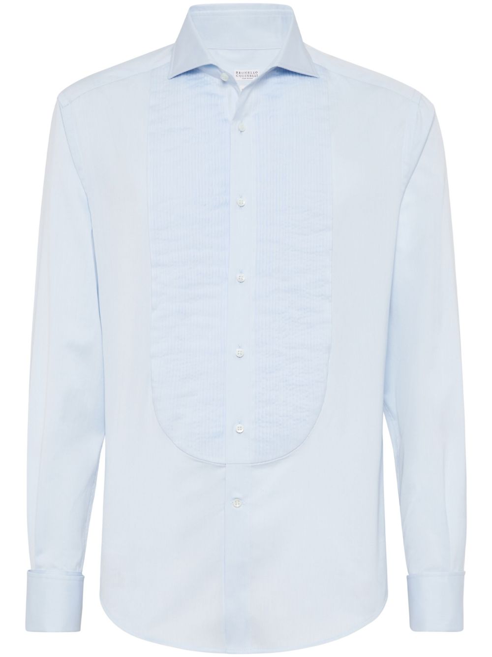Brunello Cucinelli 长袖褶饰围兜衬衫 - 蓝色