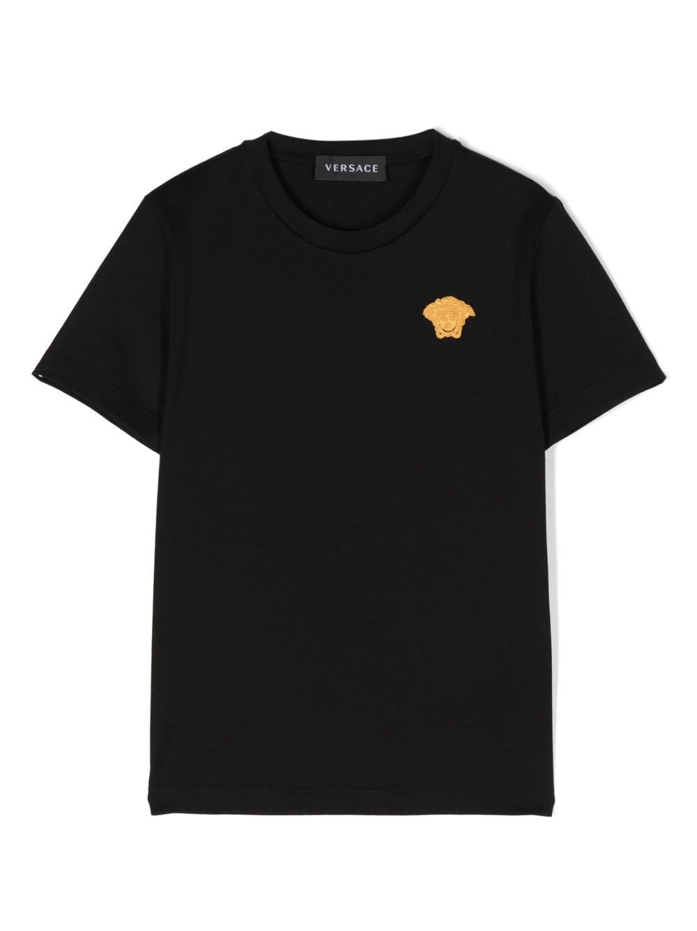 Versace Kids Medusa Head 刺绣T恤 - 黑色