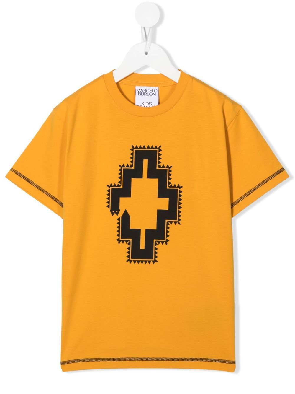 Marcelo Burlon County Of Milan Kids 几何图案印花棉T恤 - 黄色