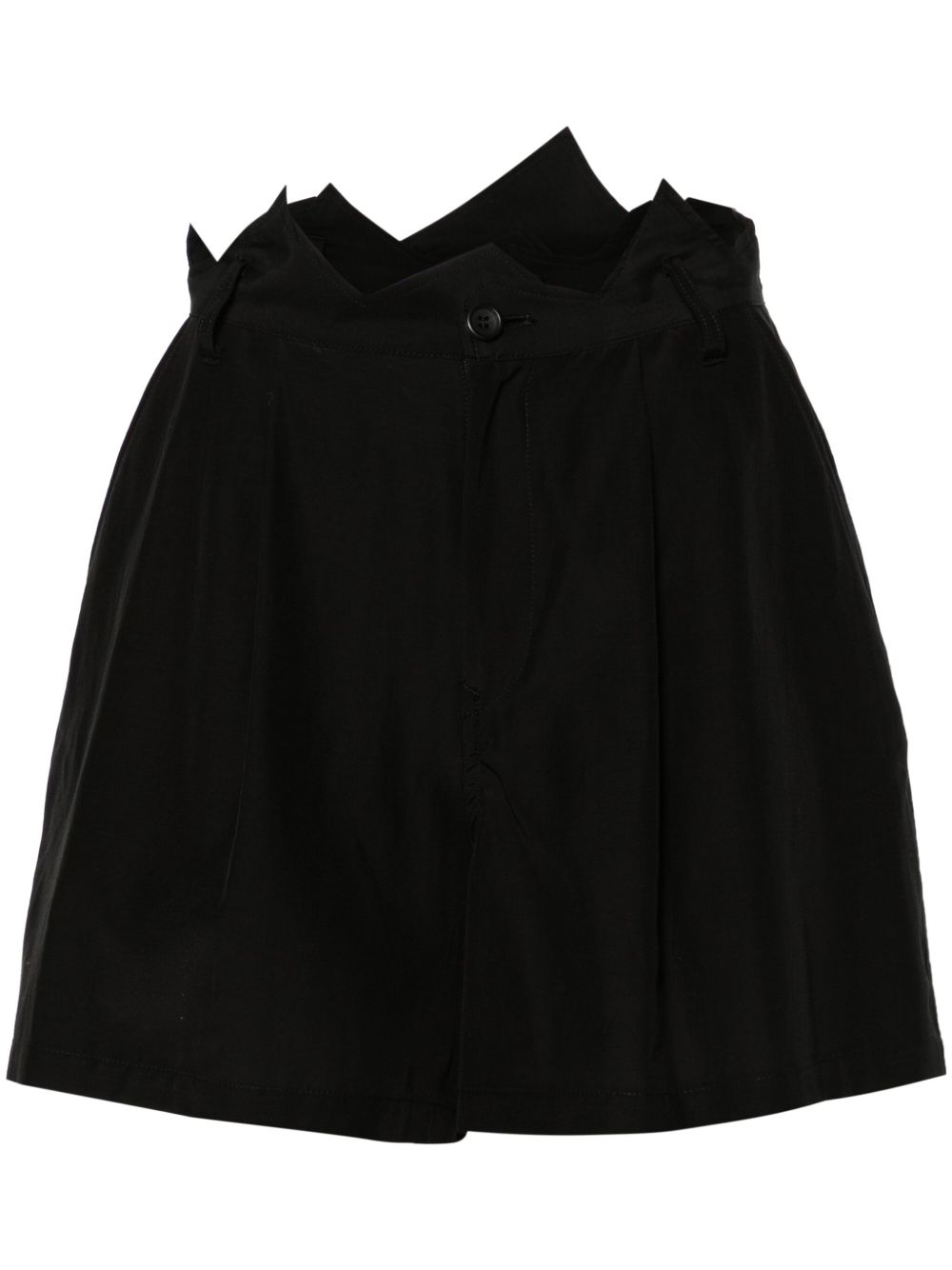 Yohji Yamamoto 不对称边短裤 - 黑色