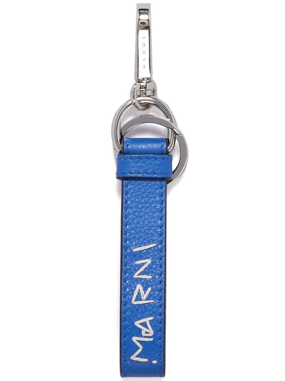 Marni logo刺绣皮质钥匙扣 - 蓝色