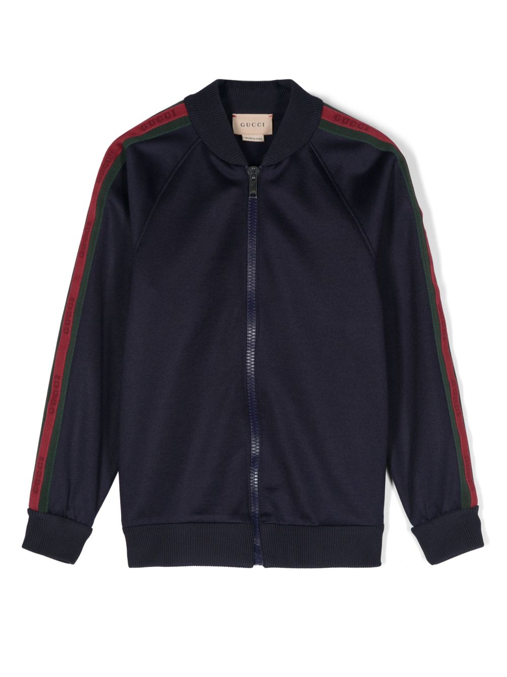 Gucci Kids 功能性平纹针织拉链夹克 - 蓝色