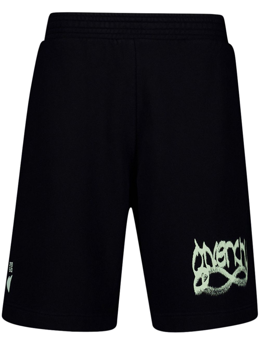 Givenchy logo印花直筒棉短裤 - 黑色