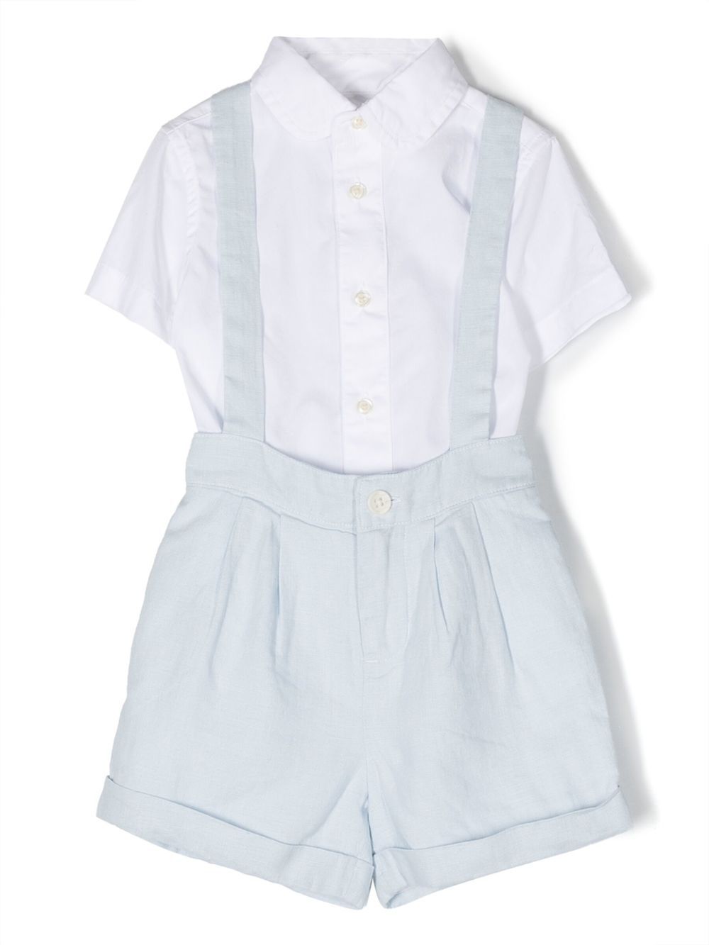 POLO RALPH LAUREN KIDS 亚麻棉短裤套装 - 白色
