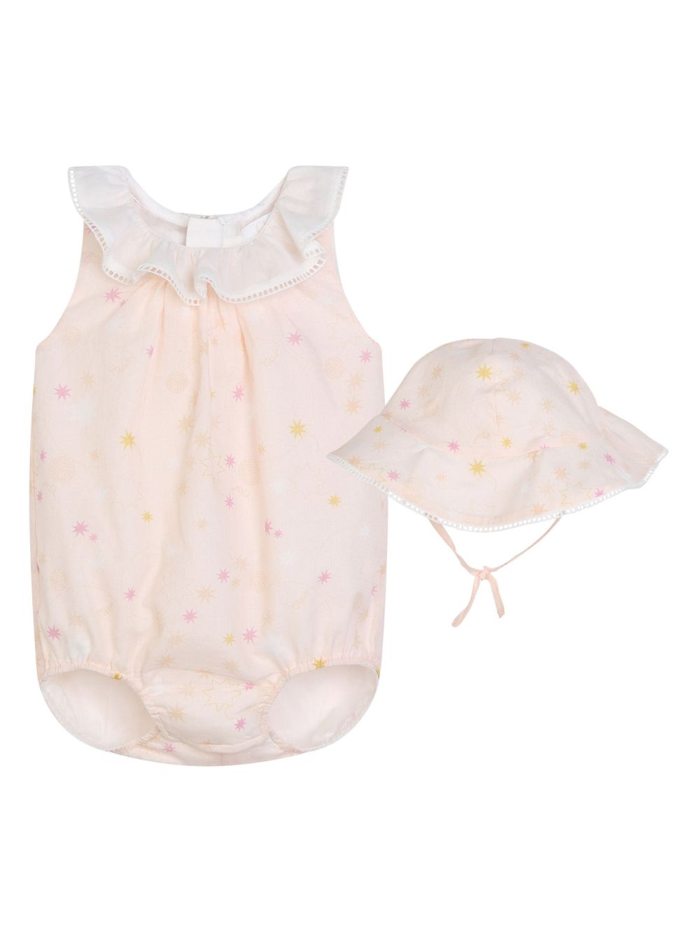 Chloé Kids 荷叶领连体衣套装 - 中性色
