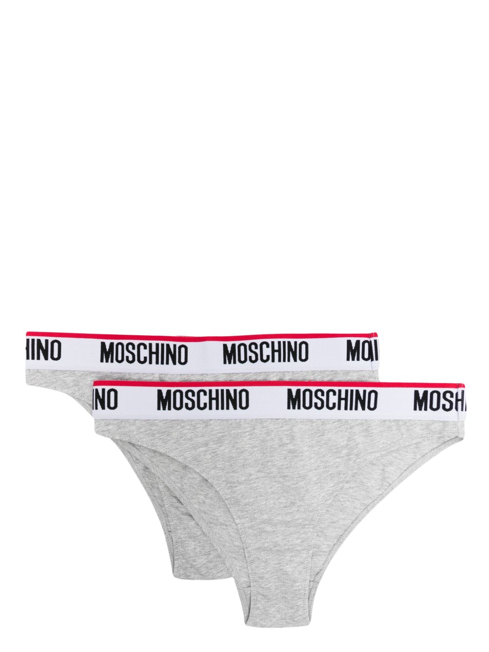 Moschino logo腰边三角内裤（两件装） - 灰色